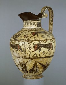 Rhodische Midden-Wilde Geitenstijl oinochoe, uit Rhodos, ca. 600 v.Chr.